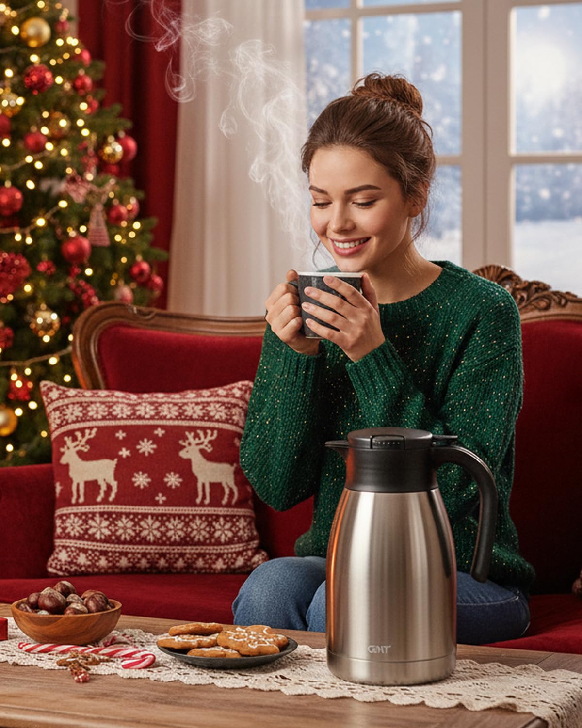 GiNT 51Oz carafe with leak-proof lid demonstrates spill-free pouring