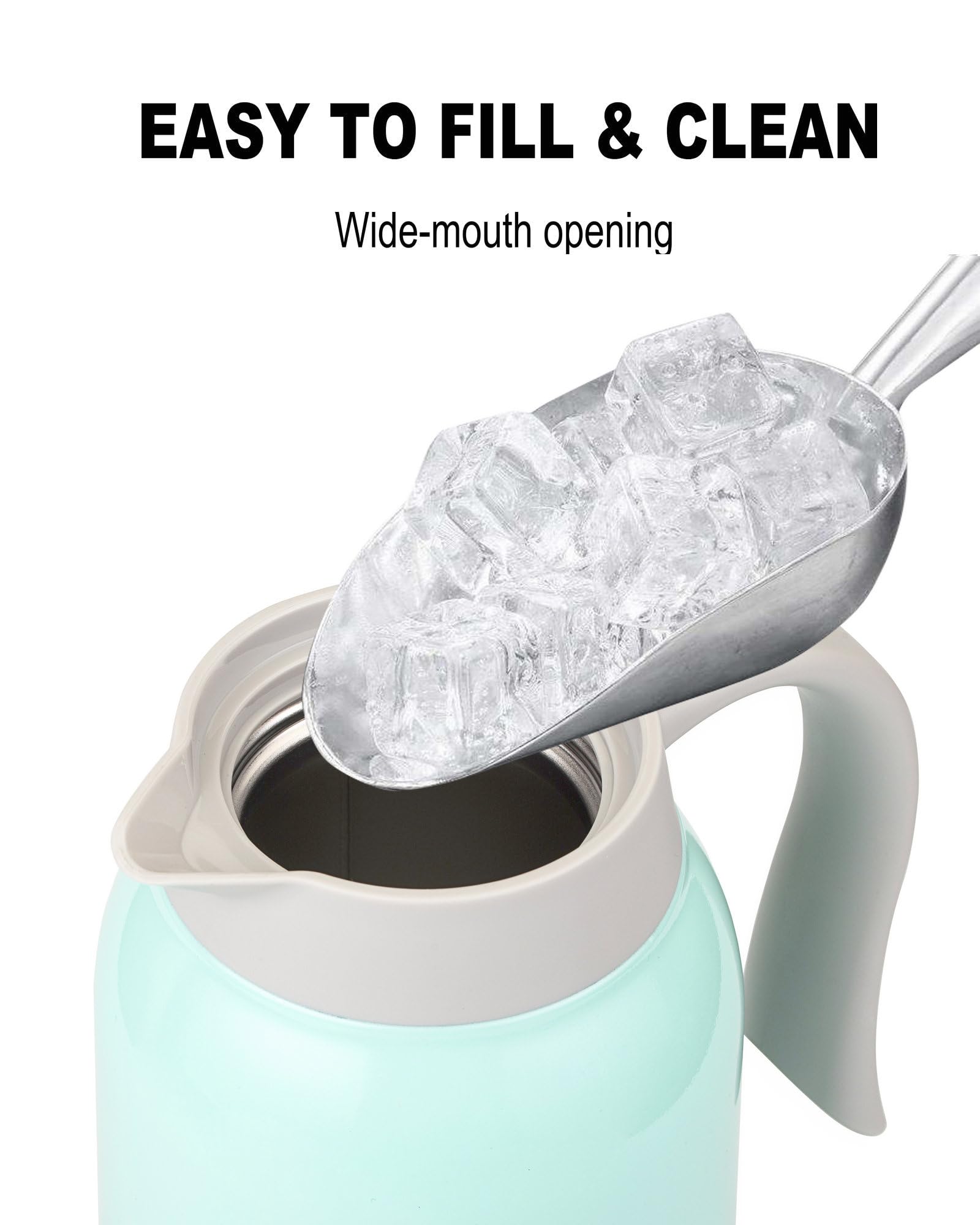 Gint 51oz thermal carafe pouring button for drip-free serving.