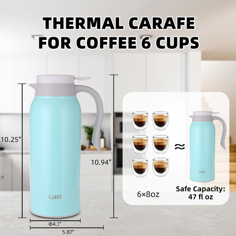 Gint 51oz thermal carafe wide opening for easy cleaning and ice addition.