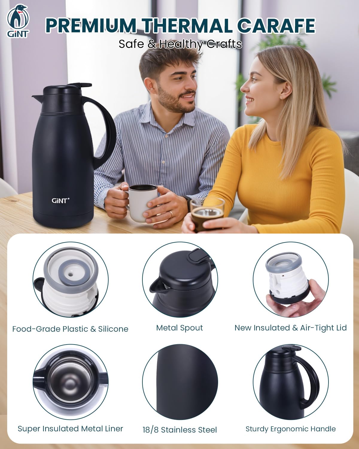 GiNT 65oz carafe side view showing robust design