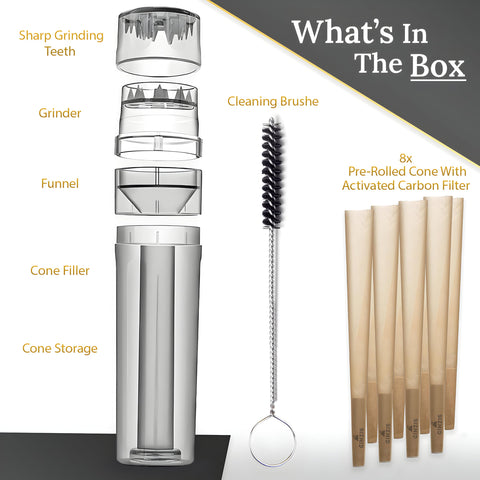 Ginzis eight-charcoal-filter-cones preserve aroma and simplify on-the-go use.