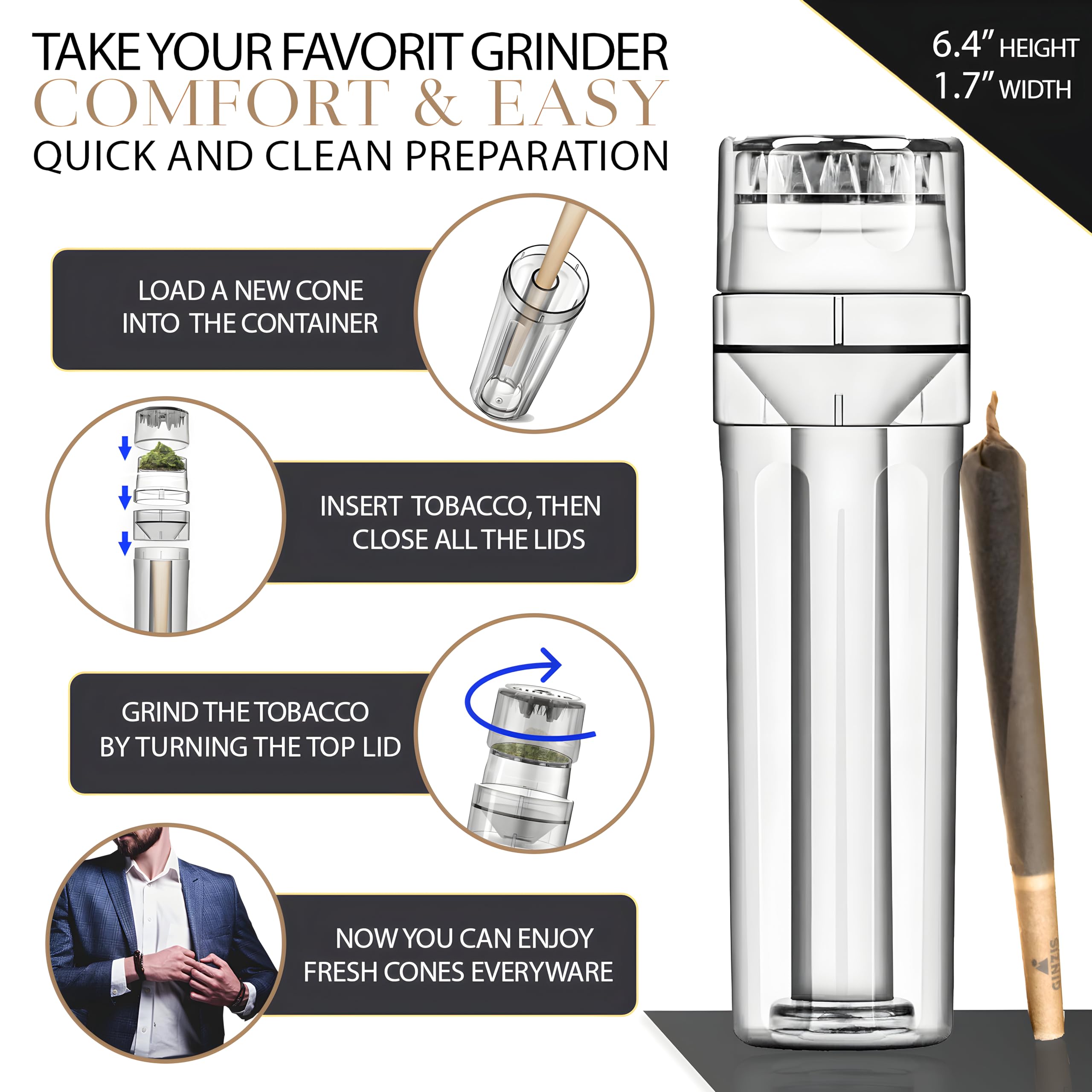 Ginzis portable grinder set highlights built-in storage for convenient organization.
