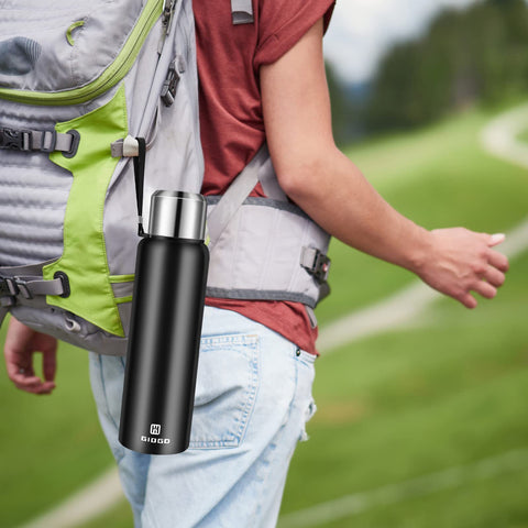 GIOGD black 750ml vacuum bottle suited for travel and daily use