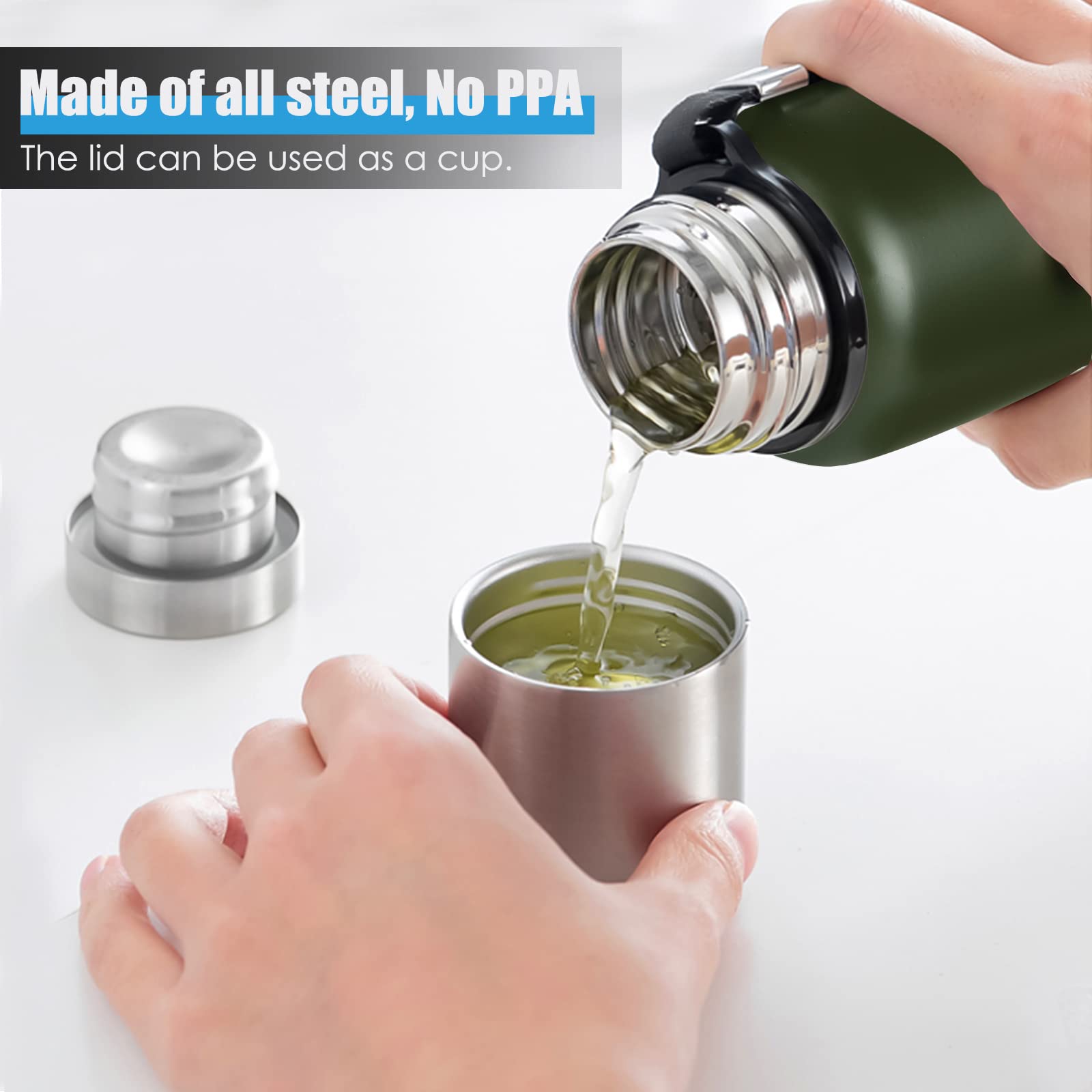 GIOGD 1000ml green thermo bottle maintains temperature for hours