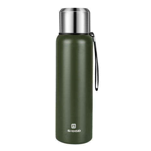 GIOGD insulated vacuum bottle 1000ml green with cup keeps drinks hot or cold