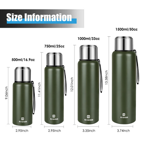 GIOGD stainless steel bottle with cup attachment, ideal for on-the-go hydration