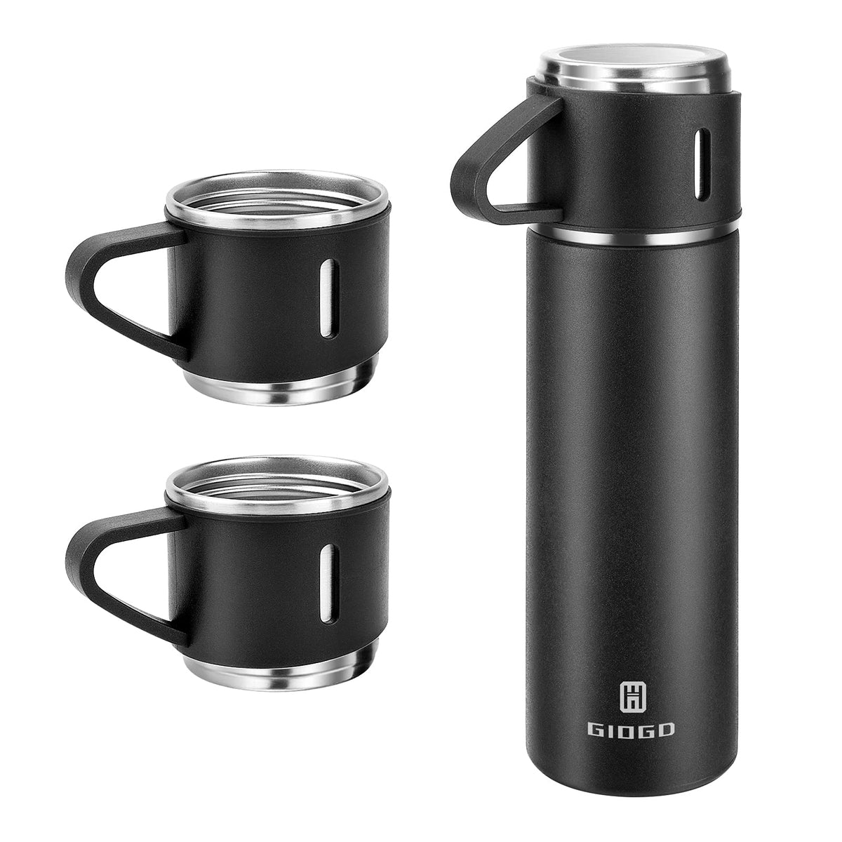 GIOGD stainless steel thermo bottle 500ml in black set keeps beverages at temperature