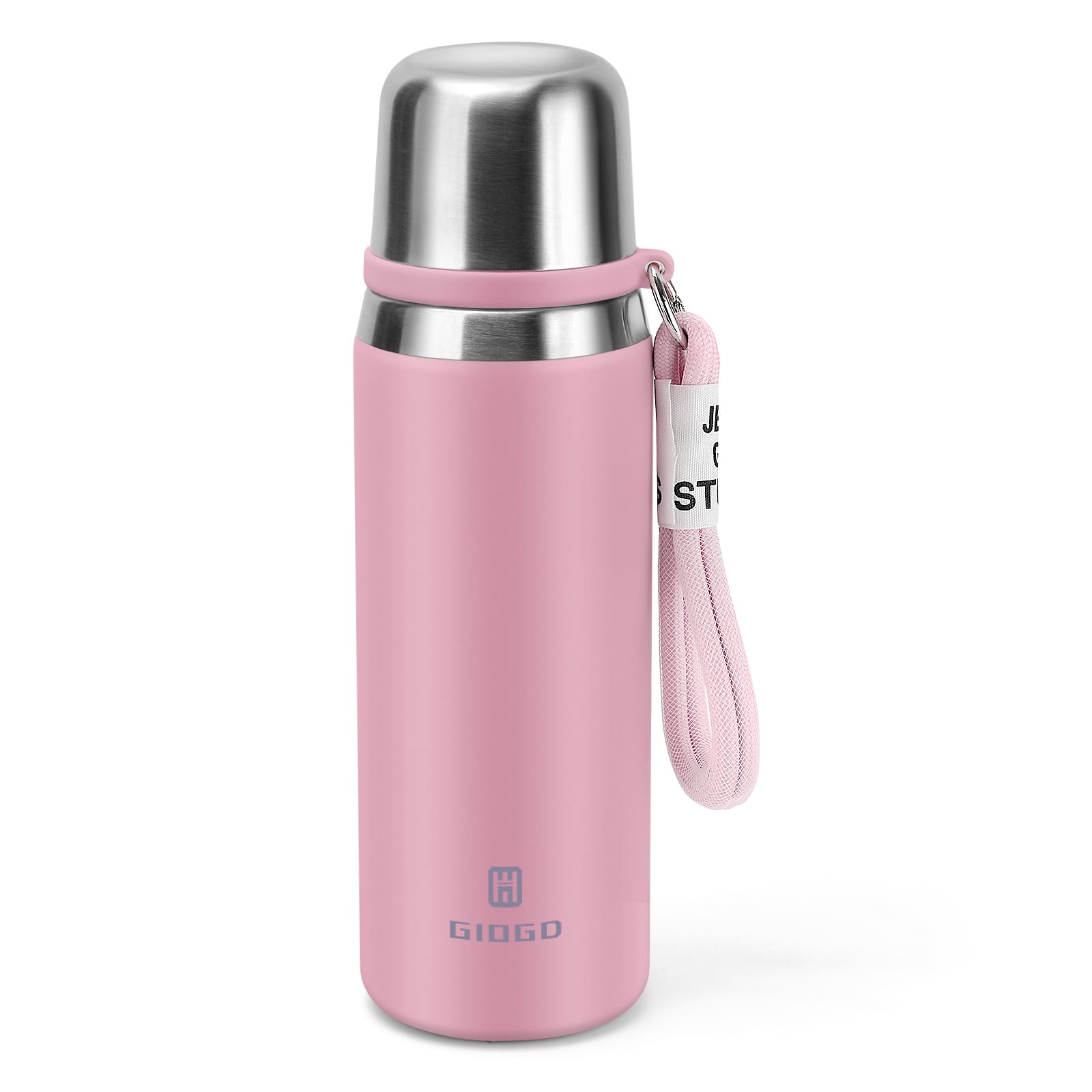 GIOGD pink stainless steel thermo bottle 700ml keeps drinks hot or cold for hours.