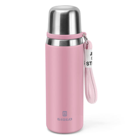 GIOGD pink stainless steel thermo bottle 700ml keeps drinks hot or cold for hours.