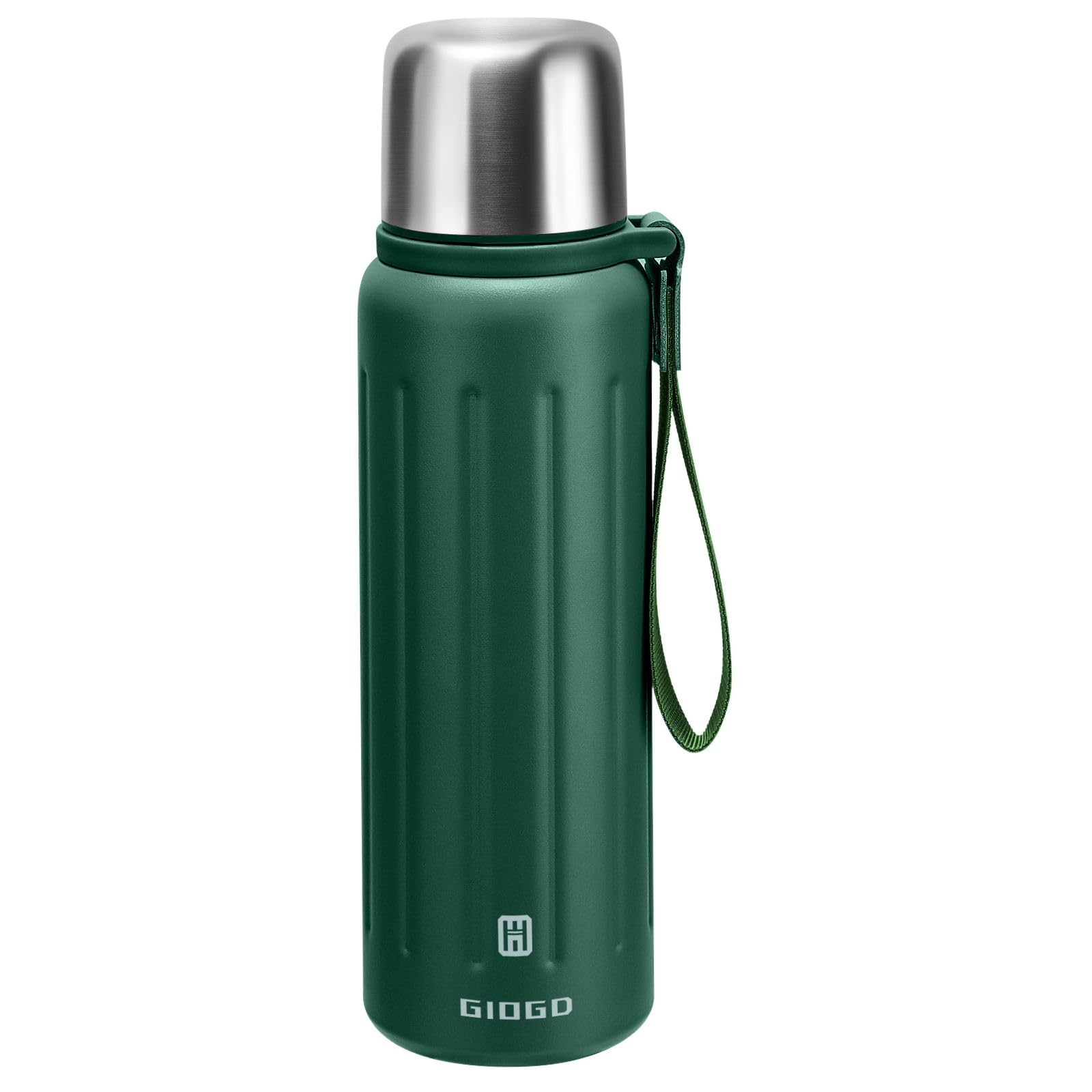 GIOGD vacuum insulated bottle 800ml front view keeps drinks hot or cold on the go