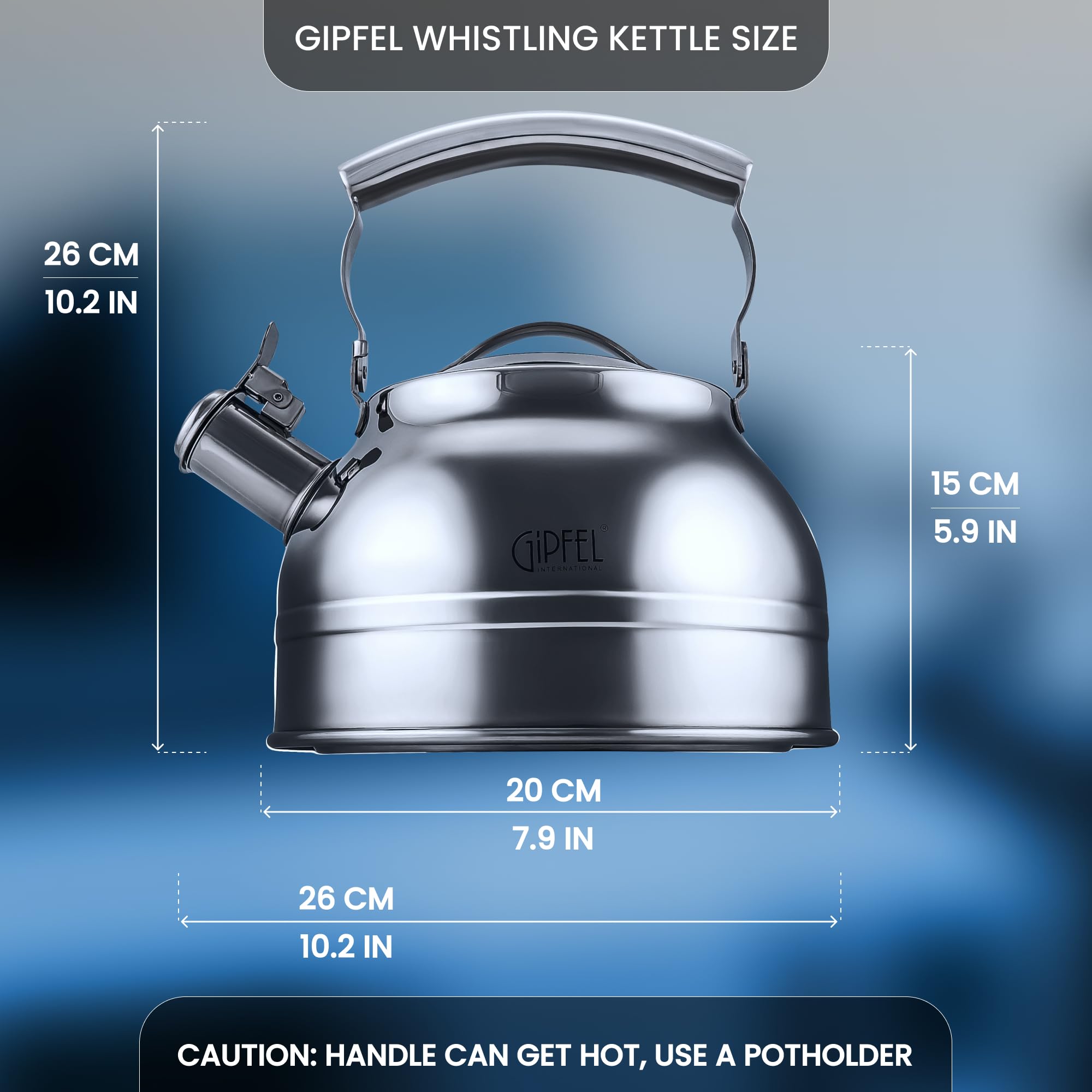 GIPFEL INTERNATIONAL kettle ergonomic handle for easy pouring