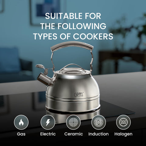 GIPFEL INTERNATIONAL whistling kettle on gas, electric, and induction stoves for quick boiling