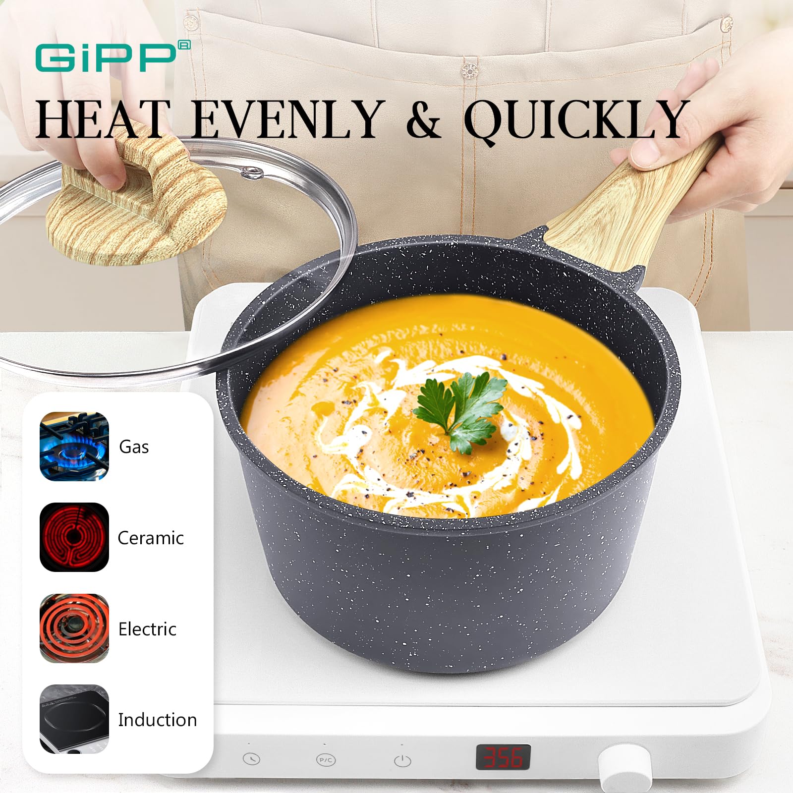 GiPP 4.5-quart ceramic casserole with lid for family meals.