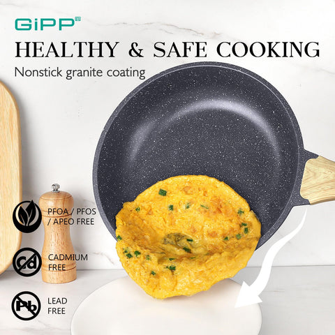 GiPP 9.5-inch ceramic nonstick frying pan with smooth release for weeknight meals.