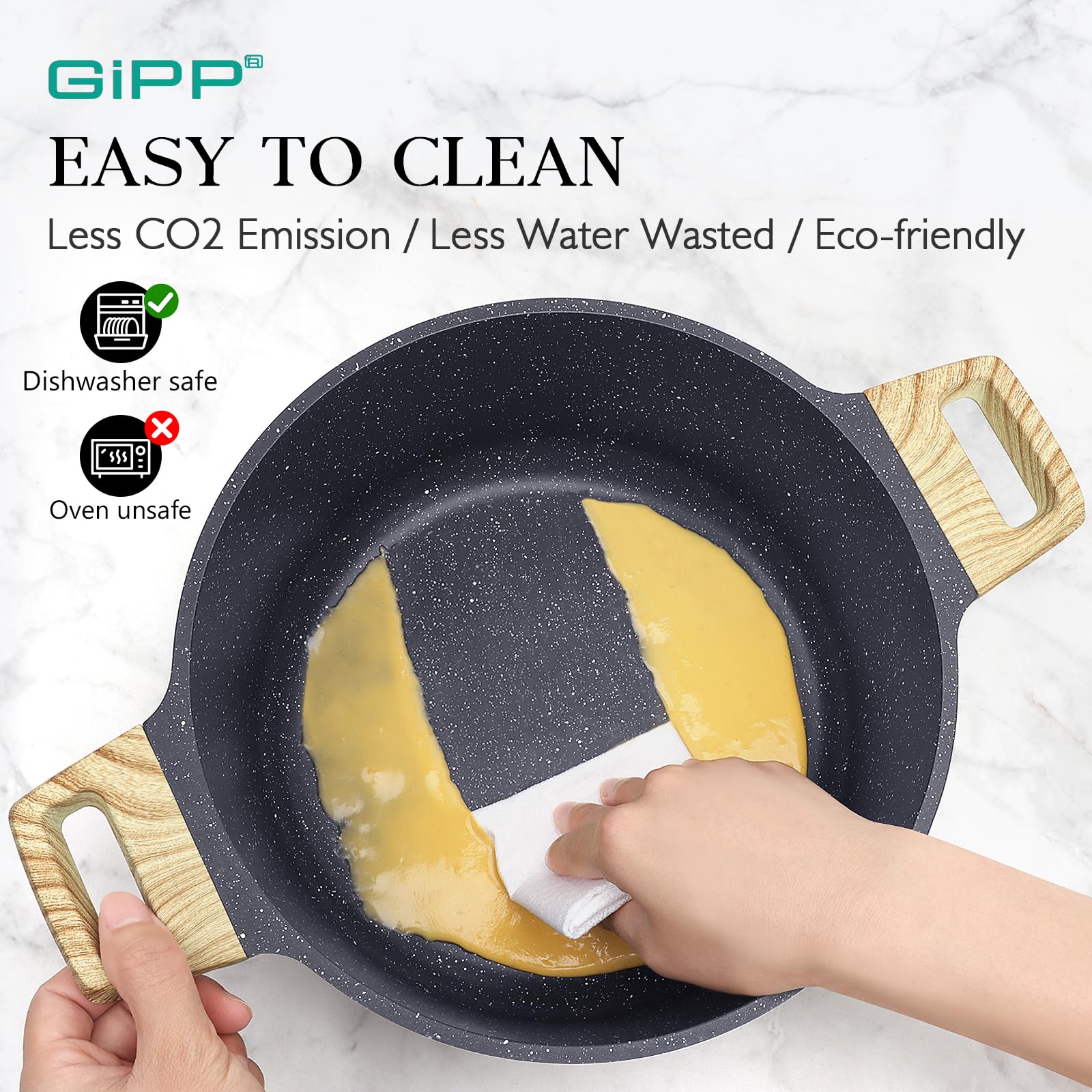 GiPP 11-inch ceramic sauté pan with lid for versatile cooking.