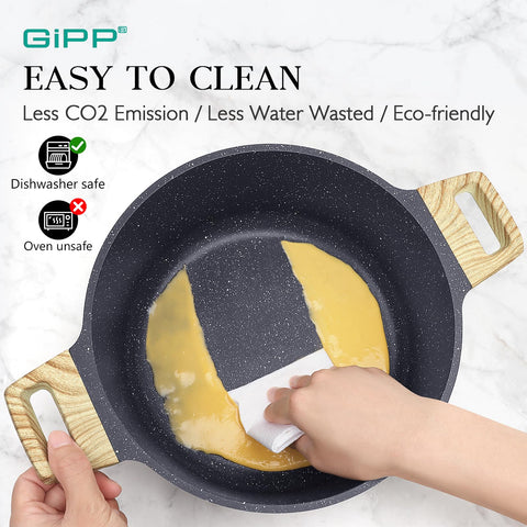 GiPP 11-inch ceramic sauté pan with lid for versatile cooking.