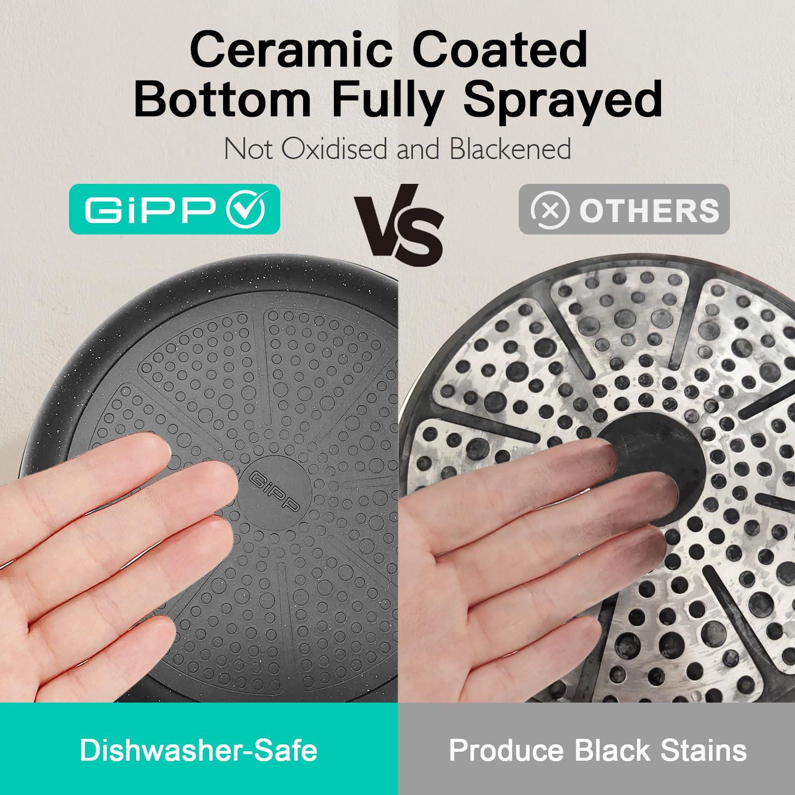 GiPP silicone tools set complements the nonstick pots for easy cooking.