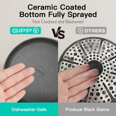 GiPP silicone tools set complements the nonstick pots for easy cooking.