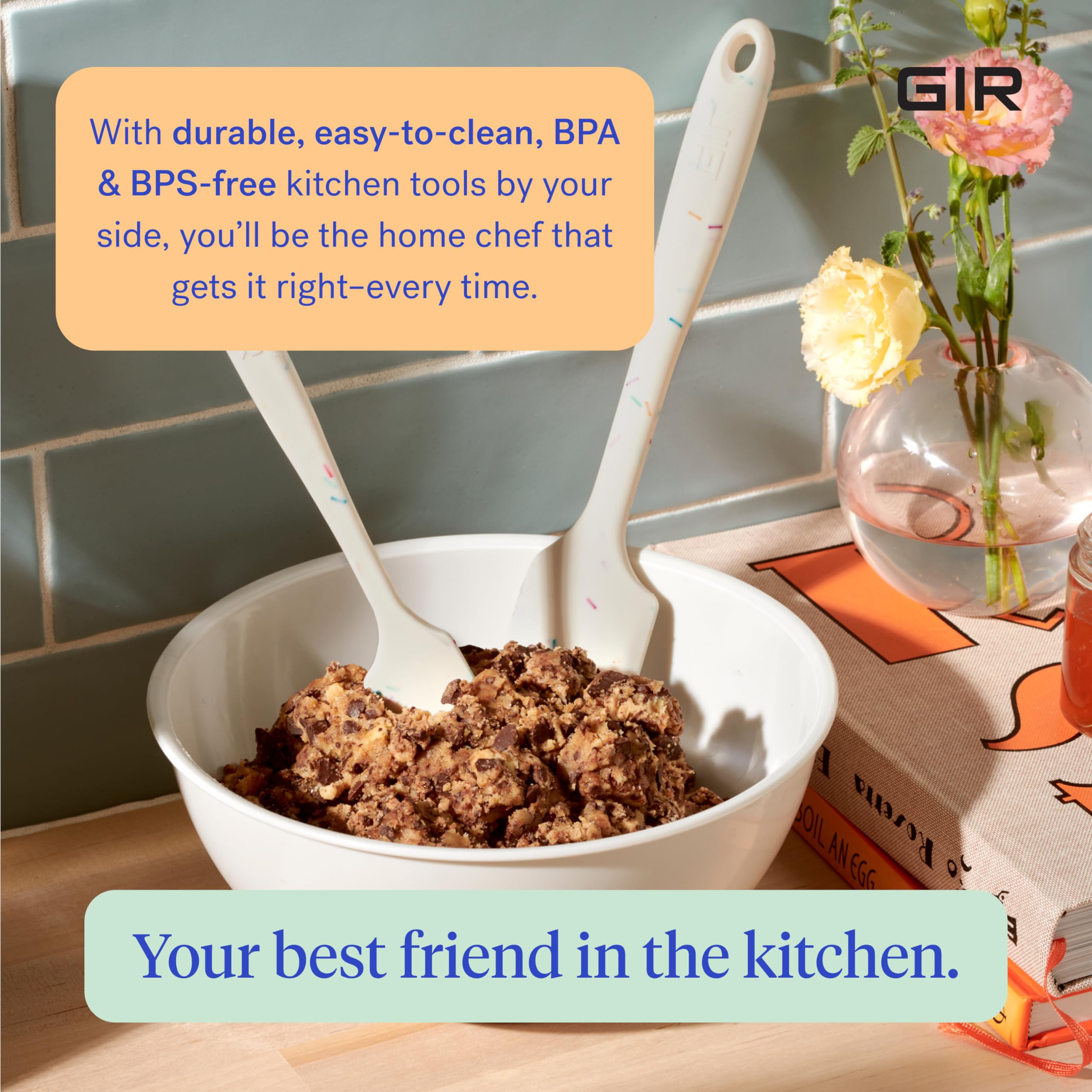 GIR fiberglass-core spatula emphasizes durability and high-heat performance.