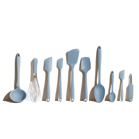 GIR Get It Right 10-piece spatula set in slate, durable heat-resistant utensils for nonstick cookware.
