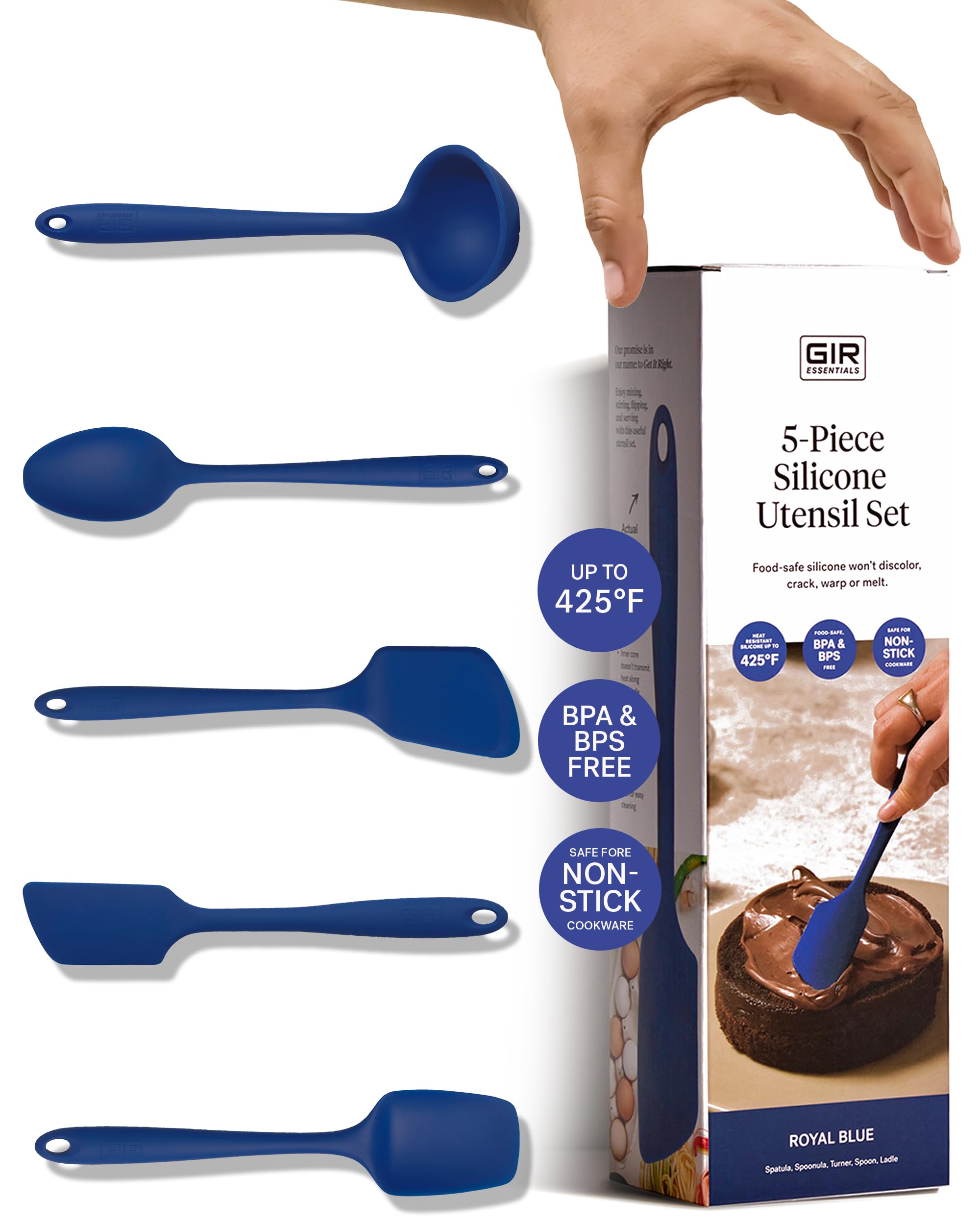 GIR Get It Right ladle in royal blue for smooth pouring on non-stick pans