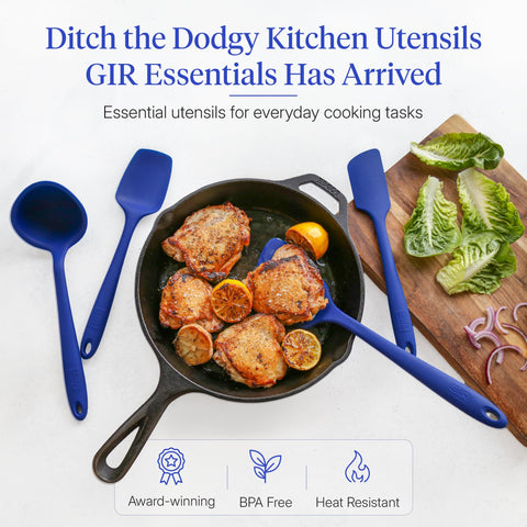 GIR Get It Right spatula in royal blue protects non-stick surfaces during flipping