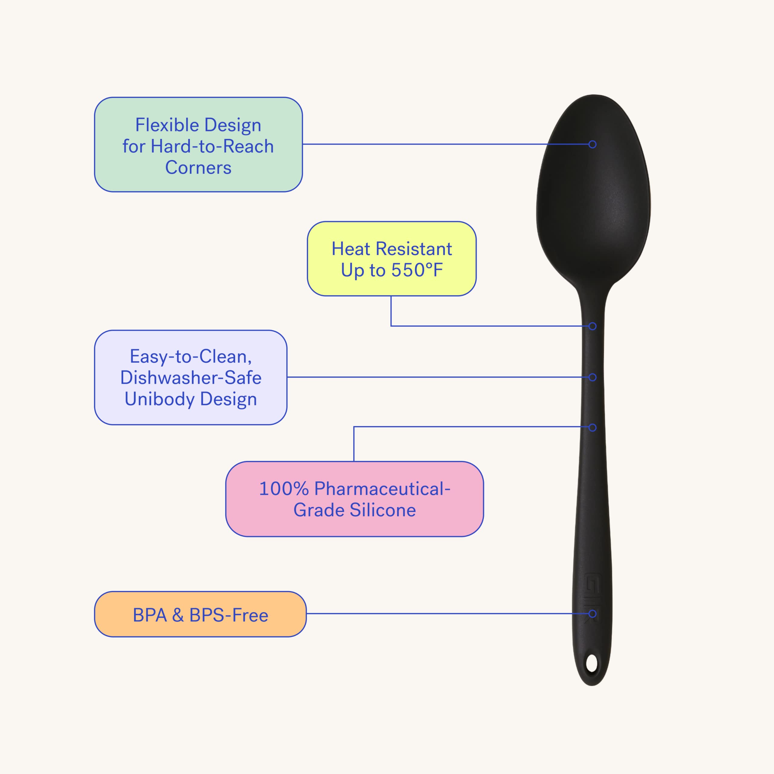 GIR Get It Right silicone spoon 425F heat resistance for safe high heat stirring