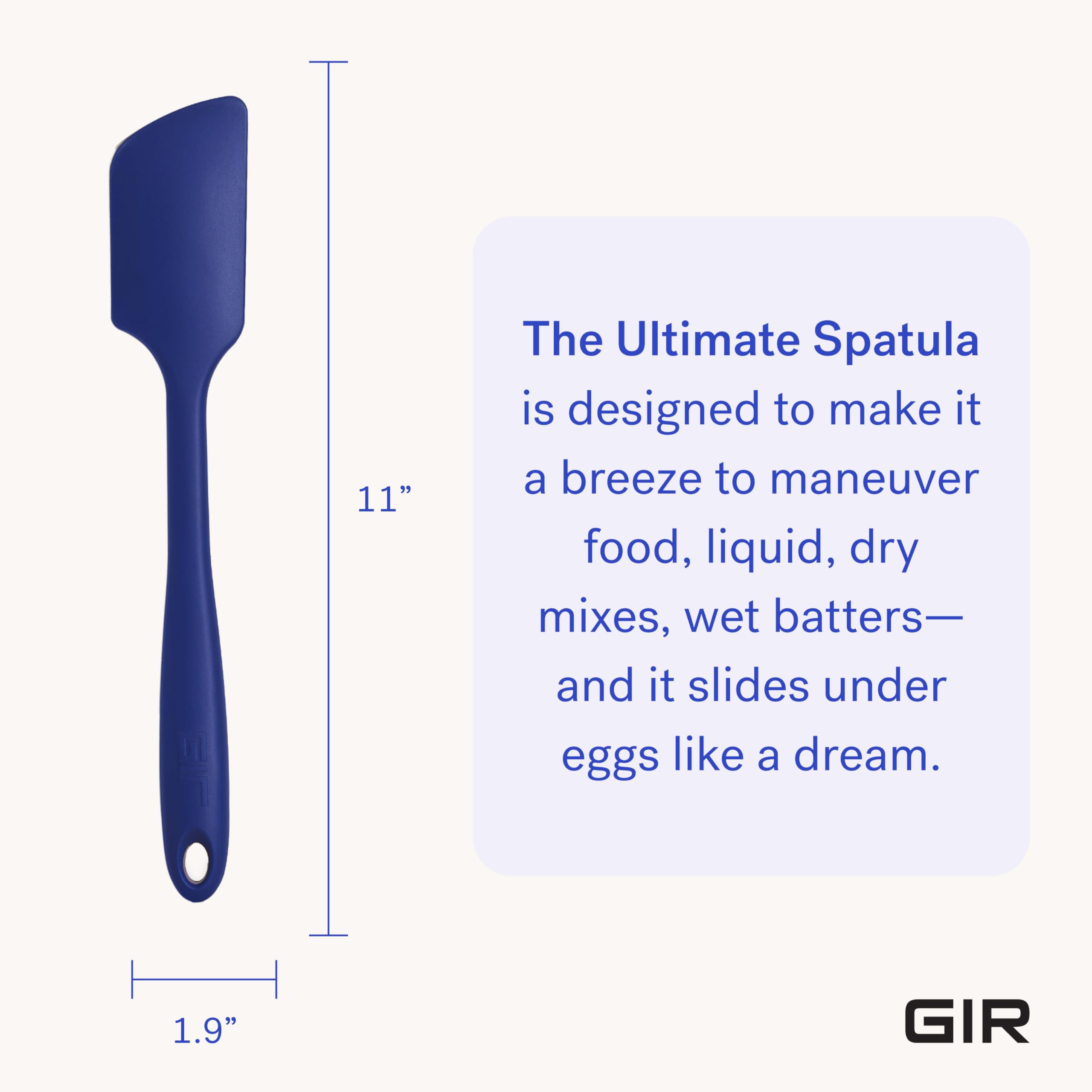 GIR silicone spatula flipping pancakes, heat resistant up to 425°F