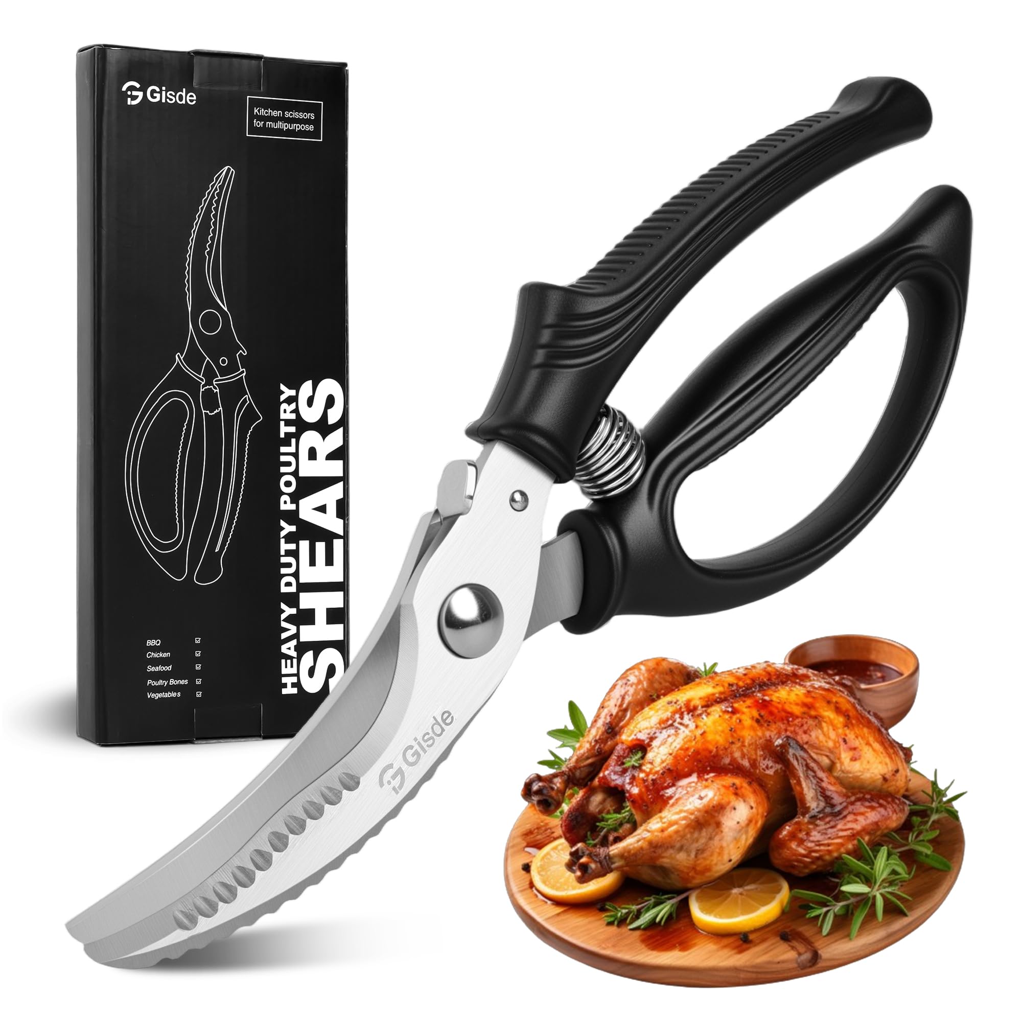 Gisde heavy-duty poultry shears butterfly chicken for precise openings