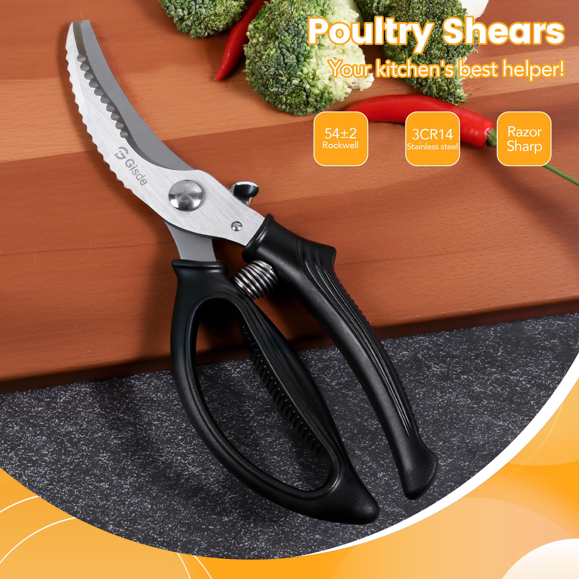 Gisde poultry shears for seafood snips and cartilage