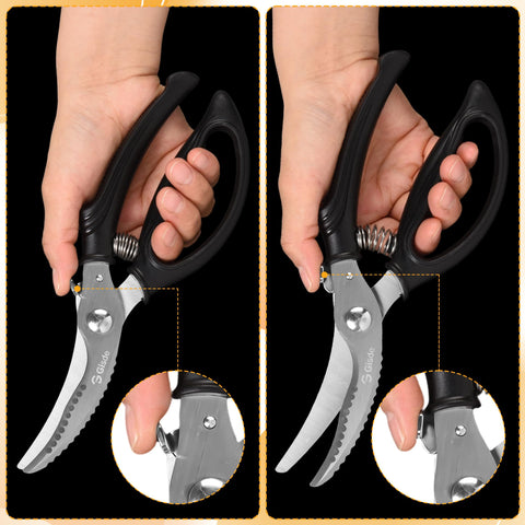 Gisde spring-loaded shears with safety lock for easy handling