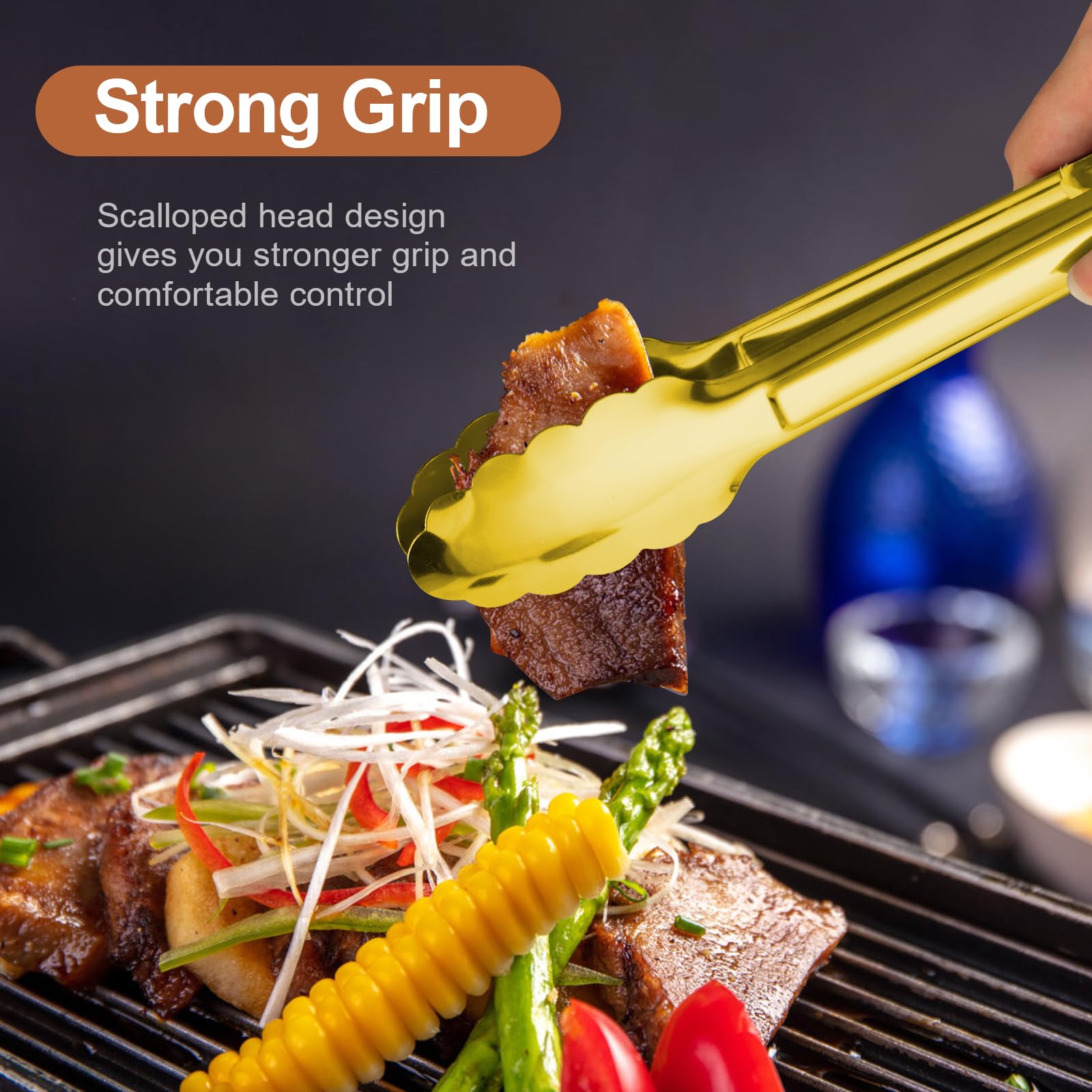 Gisly 9-inch serving tongs ideal for salads and desserts.