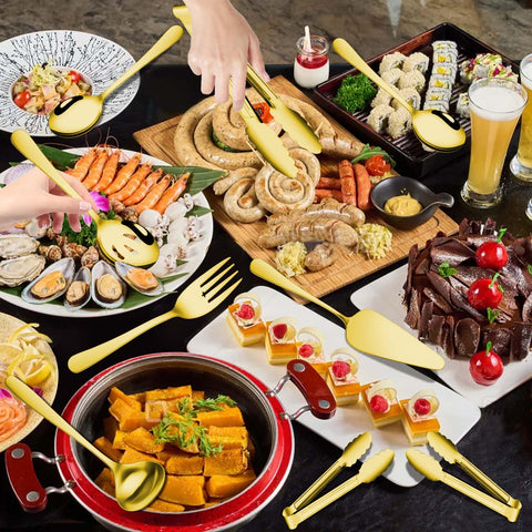 Gisly Gold appetizer tongs for tiny bites and hors d'oeuvres.