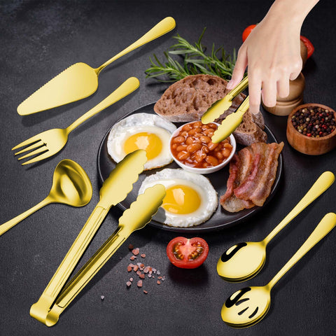 Gisly Gold serving fork for secure transfer of meats and sides.