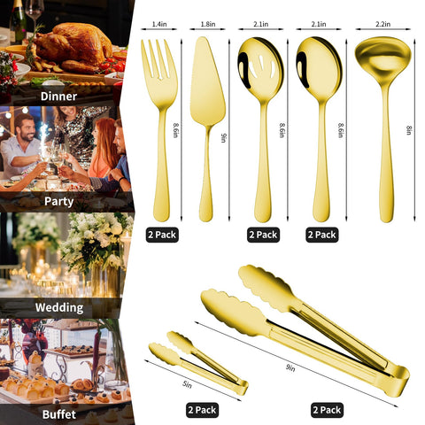 Gisly Gold slotted serving spoon to drain liquid while serving salads.