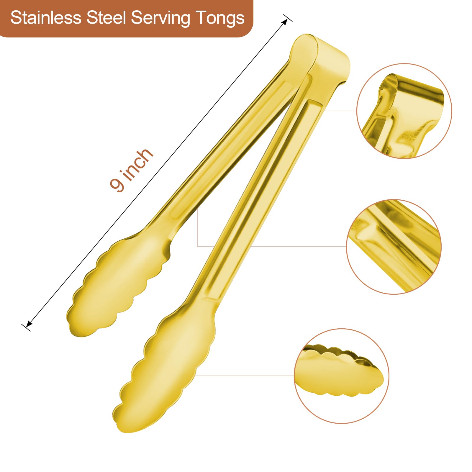 Gisly gold-plated stainless steel serving tongs with durable construction.