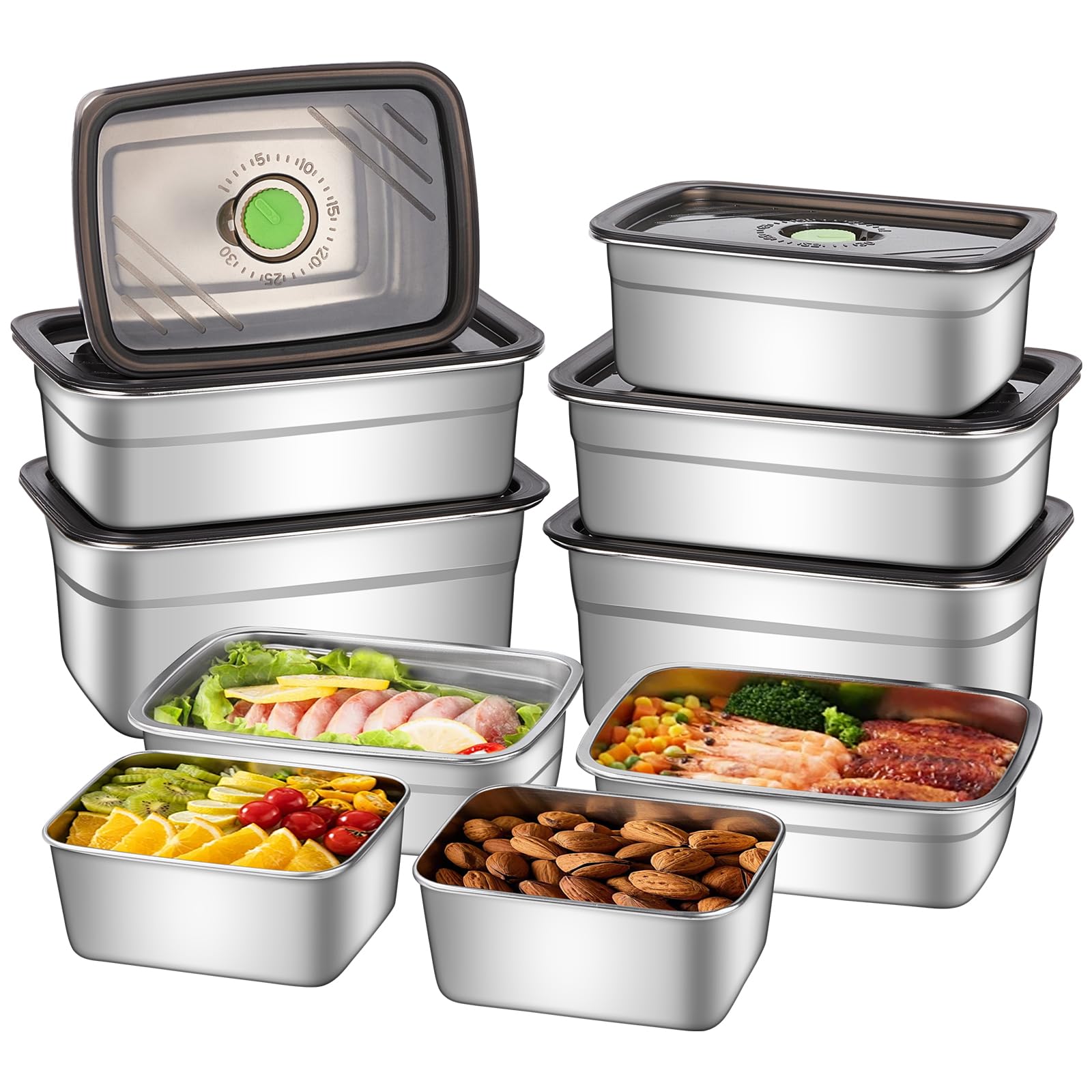 GIUOIDUO 10-piece stainless steel container set for organized freshness
