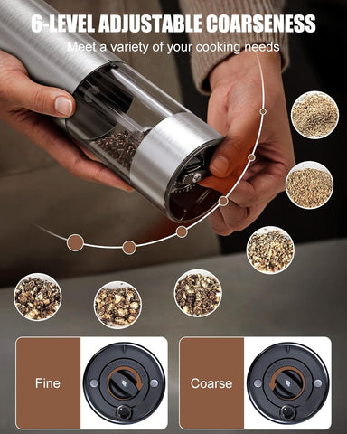 GiveBest grinder displaying 6 coarseness levels for precise grind.