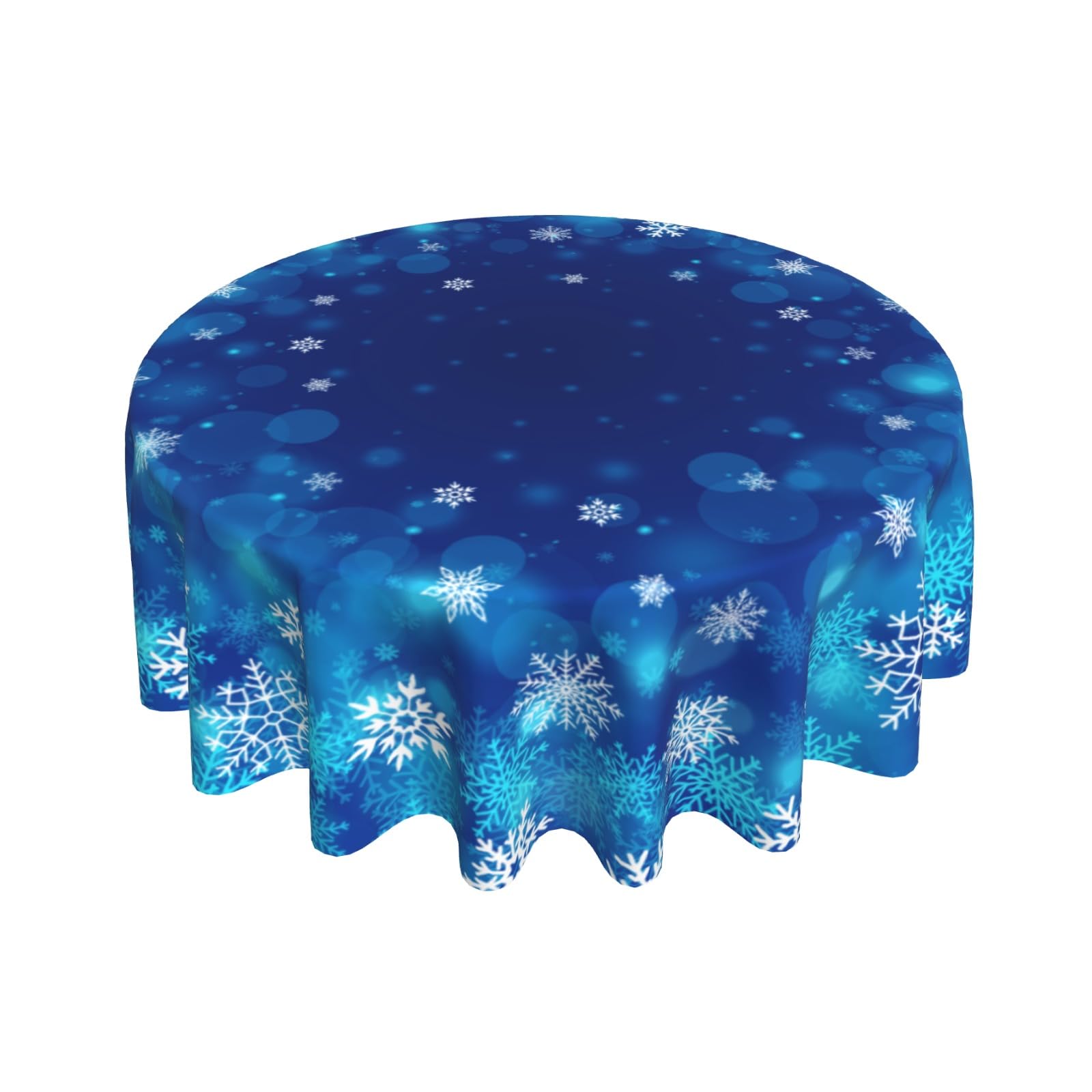 Giwawa winter snowflakes round tablecloth 60inch in blue and white for festive dining