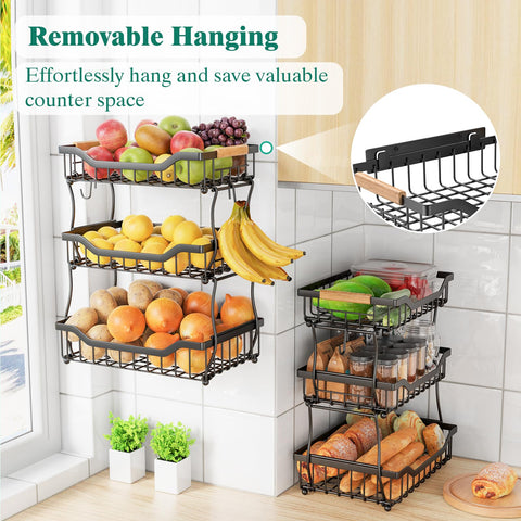 Giwil banana hooks close-up shows extra storage for bananas in busy kitchens.