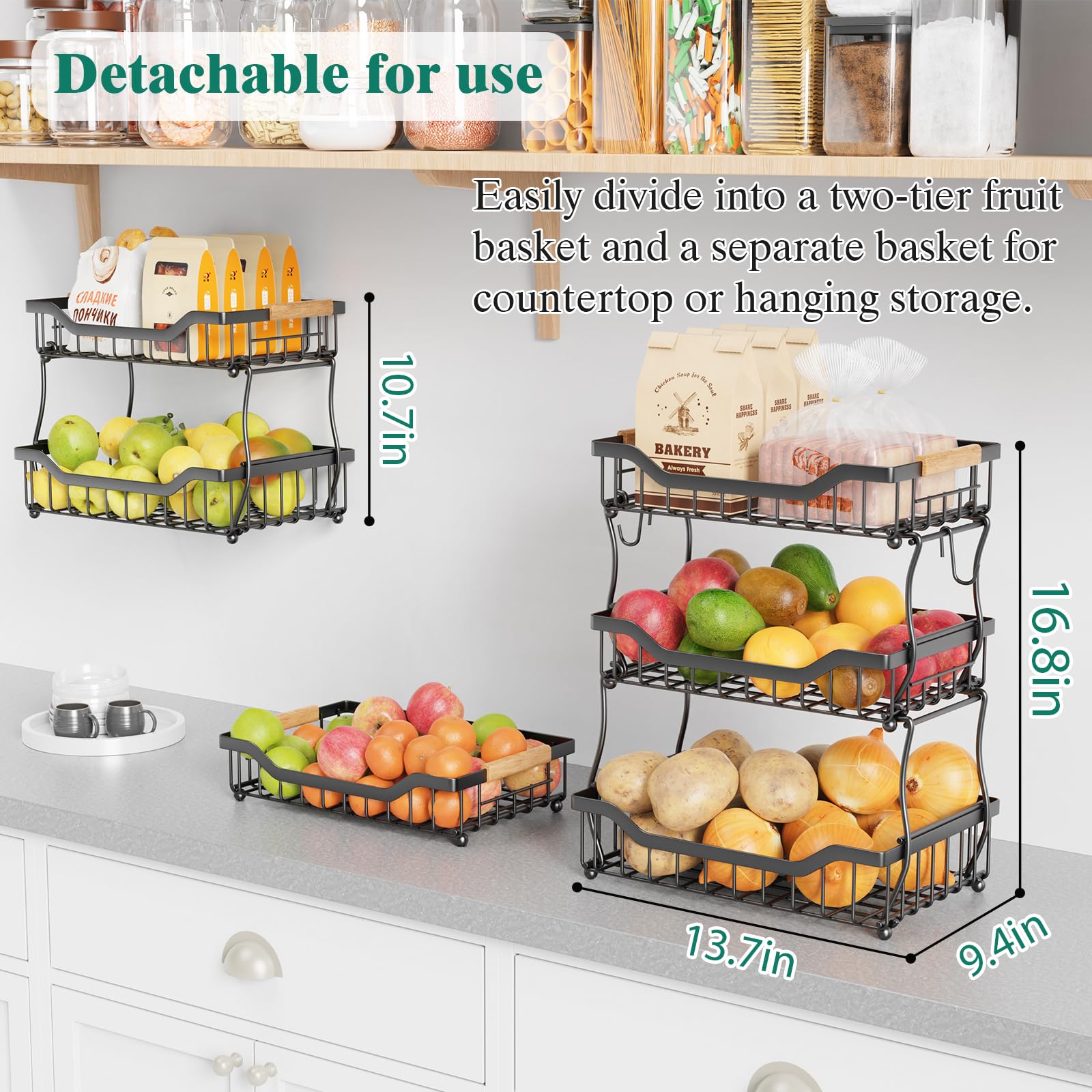 Giwil countertop storage closeup highlights spacious openings for easy access.