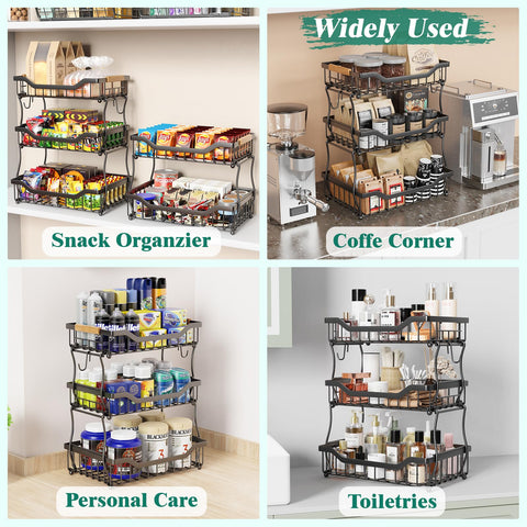 Giwil multipurpose storage basket demonstrates kitchen versatility for fruits, bread, or toiletries.