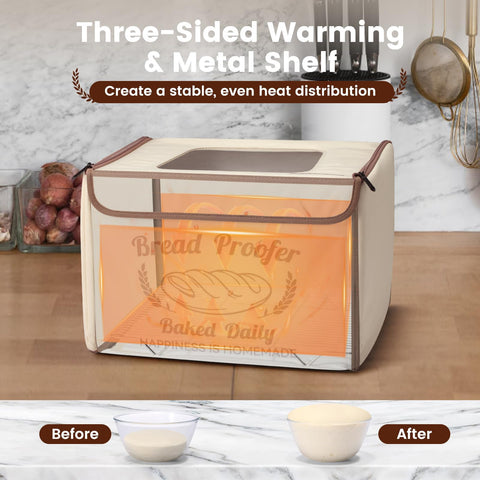 GIYUDOT folding bread proofer with lid open highlights easy monitoring window