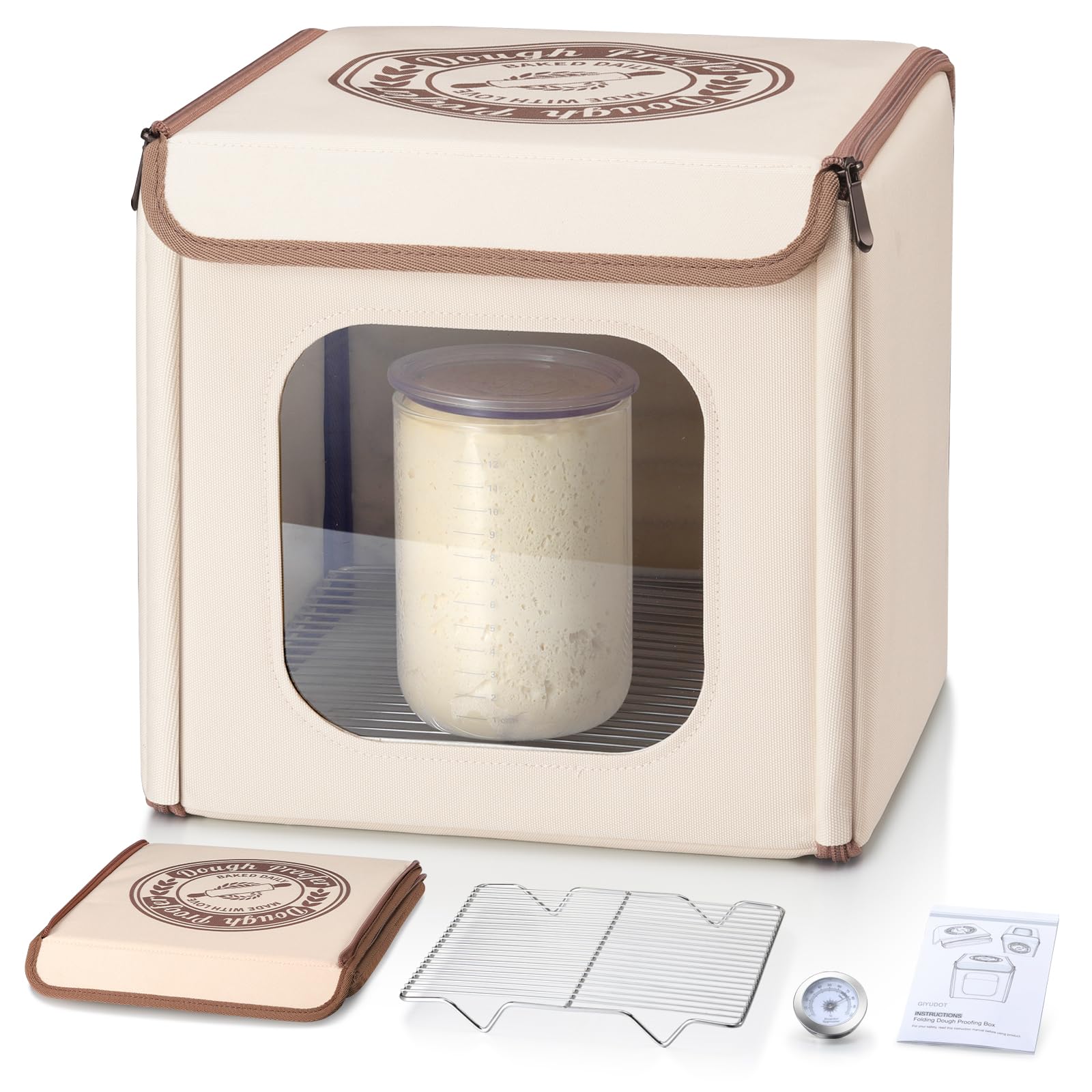 GIYUDOT folding dough proofing box front view shows monitoring capability and control
