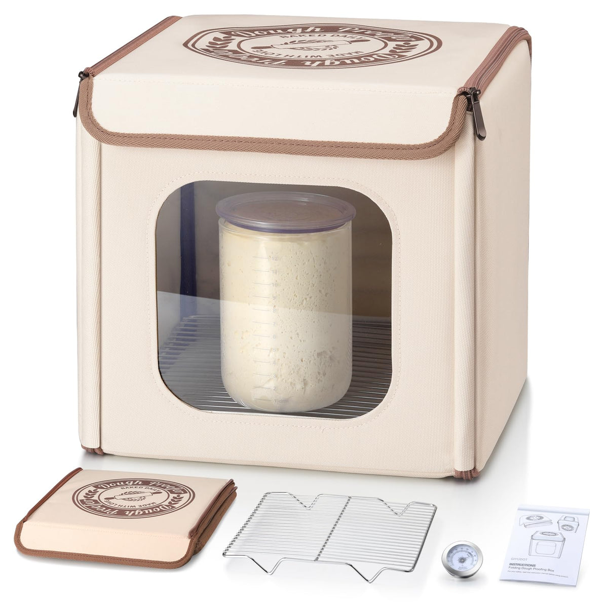 GIYUDOT folding dough proofing box front view shows monitoring capability and control