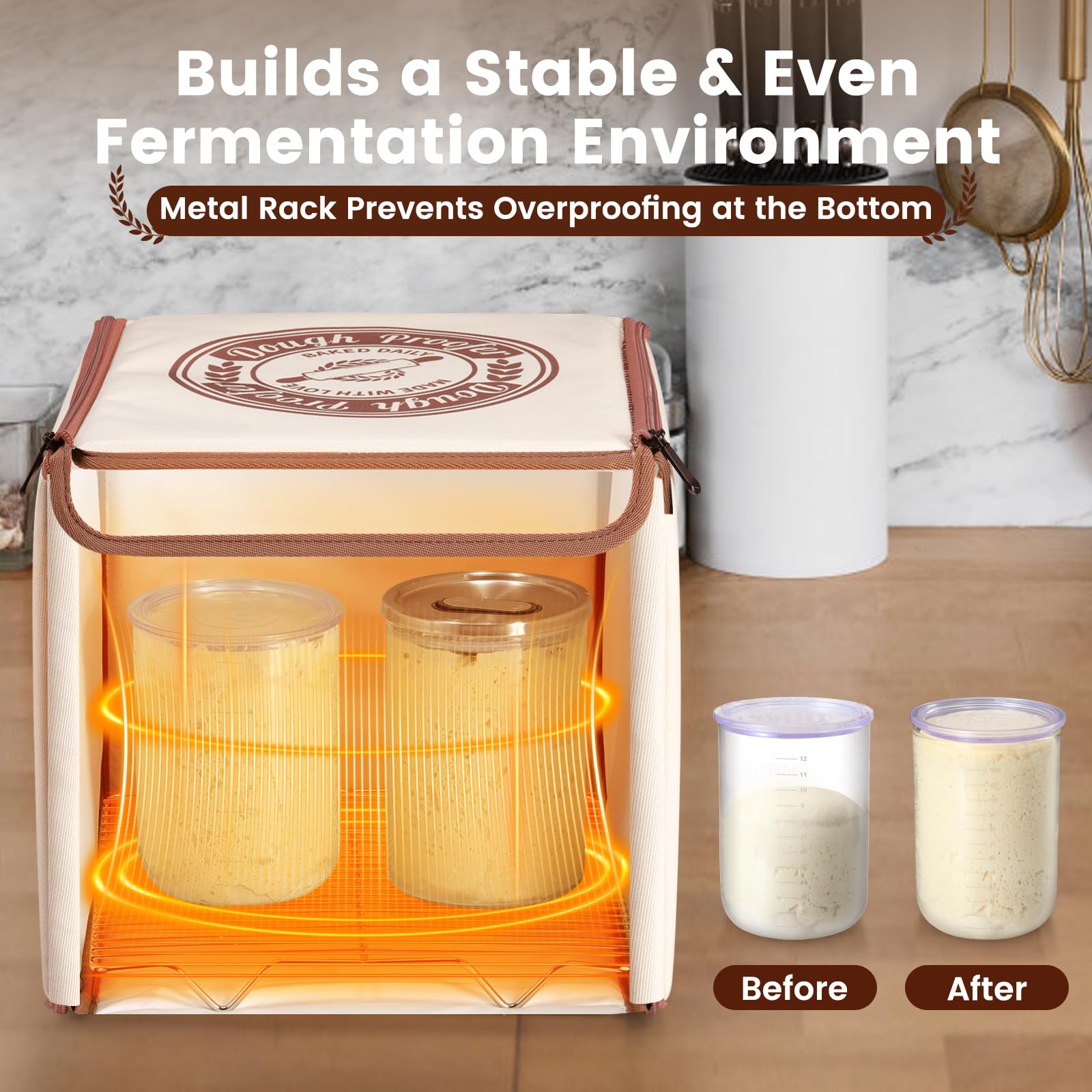 GIYUDOT folding dough proofing box top view highlights compact design