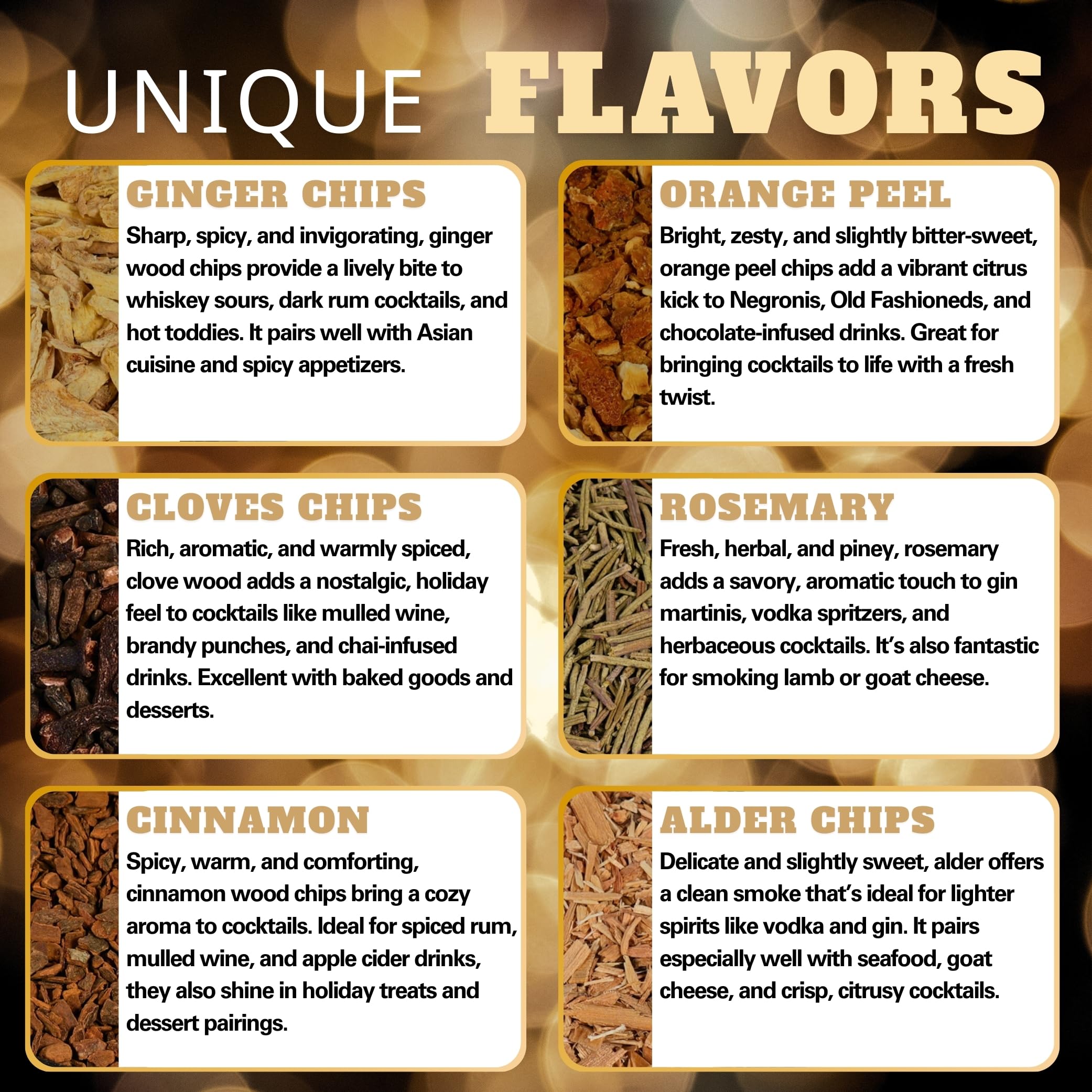G & J's Finest apple wood chips deliver bright notes for whiskey drinks.