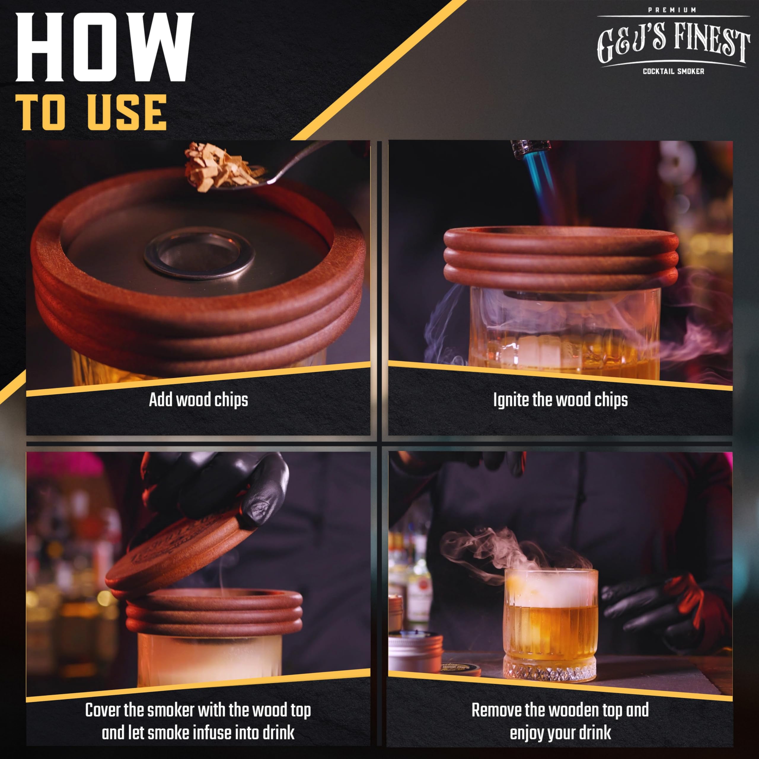 G & J's Finest oak-hickory chips provide robust smoke for spirits and grilling.