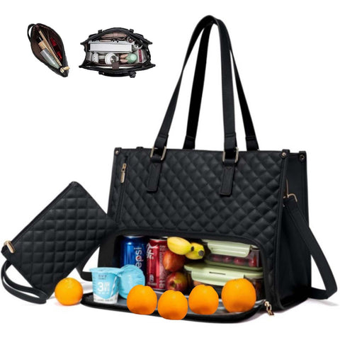 Gkfhv 2-in-1 tote lunchbag main compartments for effortless work-day organization.