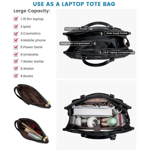 Gkfhv upper laptop space and pockets for charger and notebook.